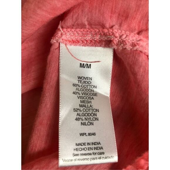 Valerie Stevens coral pink crochet front panel  blouse SZ M - Picture 11 of 12